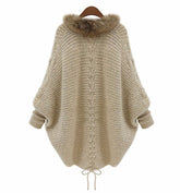 Fur Batwing Sleeve Cardigan Sweater